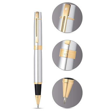 Sheaffer 300 Rollerball Pen, Chrome/Gold Trim