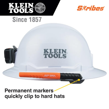 Klein Tools 8610112 Skribes Fine Tip Permanent Markers, Professional-Grade Ink, Multi-Surface Jobsite Marker for Wet, Dry and Oily Surfaces, Black, 12-Pack
