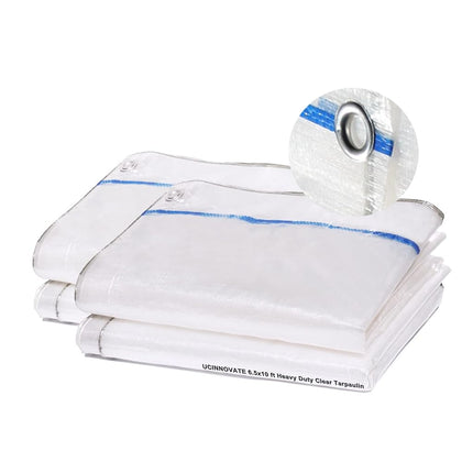 UCINNOVATE 12Mil Clear Tarp 6x10FT 2-Pack - Heavy 