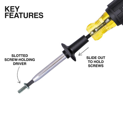 Klein Tools 85850 9-Piece Electrician Tool Set with (3) Phillips, (3) Slotted Drivers, (1) Screw-Holding Driver, (2) Insulated Drivers - Phillips and Square, Cushion-Grip Handle