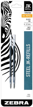 Zebra G-301 Stainless Steel Pen JK-Refill, Medium Point, 0.7mm, Black Ink, 2-Count (6 Pack)