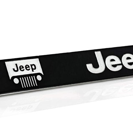 Jeep Logo License Plate Frame Holder (2 Hole / Brass, Black / Wide)