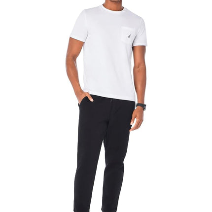 Nautica Men's Solid Crew Neck Short-Sleeve Pocket T-Shirt, Bright White, 5X-Large Tall