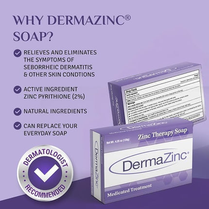 Dermalogix DermaZinc Jabón de Zinc Terapéutico Tratamiento Medicado - 5 Barras Nuevo Tamaño Más Grande