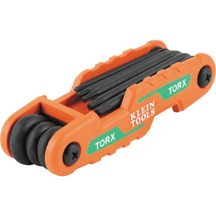 KLEIN TOOLS 70543 3-Piece Compact Folding Hex Key Set, Metric, SAE, Torx Sizes, 25 Keys, Industrial Strength Heat Treated Alloy Steel
