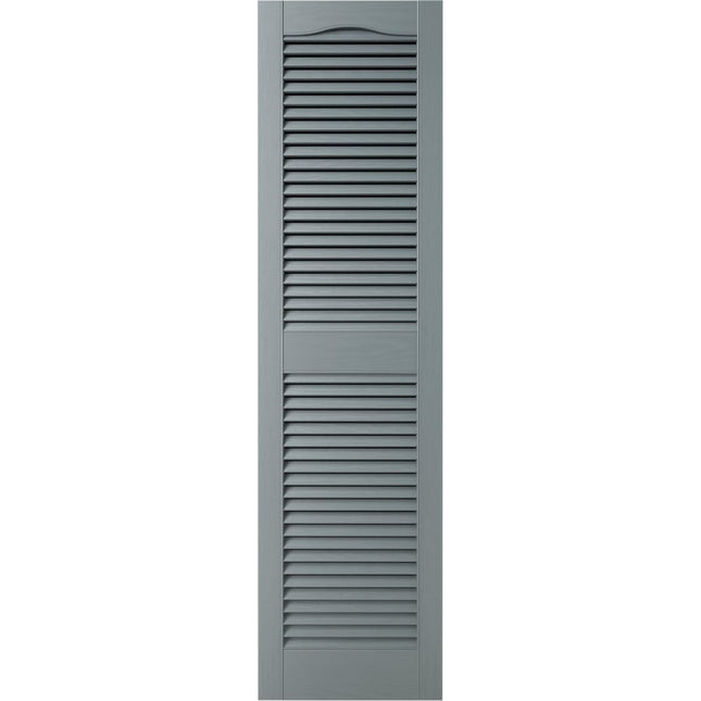 12"W x 72"H Mid-America Vinyl, Standard Size Cathedral Top Center Mullion, Open Louver Shutter, w/Installation Shutter-Lok's & Matching Screws (Per Pair), 419 - Storm Cloud