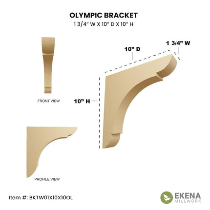 Ekena BKTW01X10X10OLAL 1 3/4-Inch Width x 10-Inch Depth x 10-Inch Height Large Olympic Wood Bracket - Alder