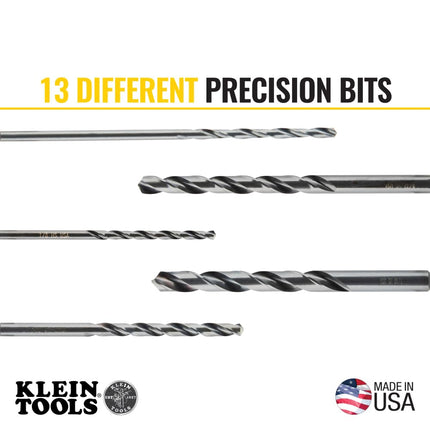 Klein Tools 53002 Regular-Point Drill-Bit Set, 13-Piece