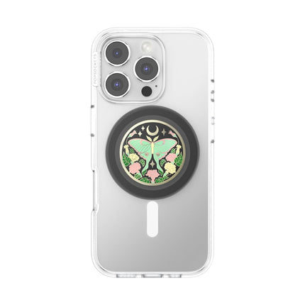PopSockets Phone Grip for MagSafe with Kickstand, Magnetic Stand, Swappable Top, Secure Hold for iPhone MagSafe Cases, Phone & Tablet Grip - Enamel Luna Moth