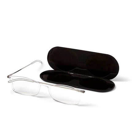 ThinOptics Rectangular Reading Glasses, Regular Case/Rectangle Clear, 2.00