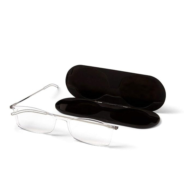 ThinOptics Rectangular Reading Glasses, Regular Case/Rectangle Clear, 2.00
