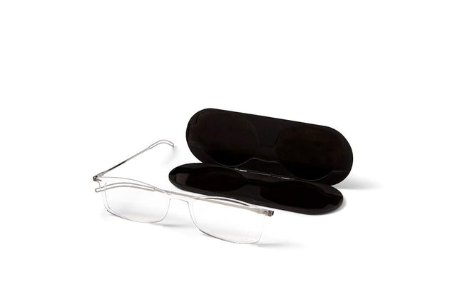 ThinOptics Rectangular Reading Glasses, Regular Case/Rectangle Clear, 2.00