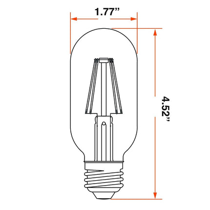 SYLVANIA T14 Clear LED White Filament Bulb, 3.5W, Dimmable, 300 LMS, Medium Base, 2700K, Soft White - 1 Pack (42266)