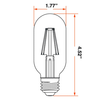 SYLVANIA T14 Clear LED White Filament Bulb, 3.5W, Dimmable, 300 LMS, Medium Base, 2700K, Soft White - 1 Pack (42266)