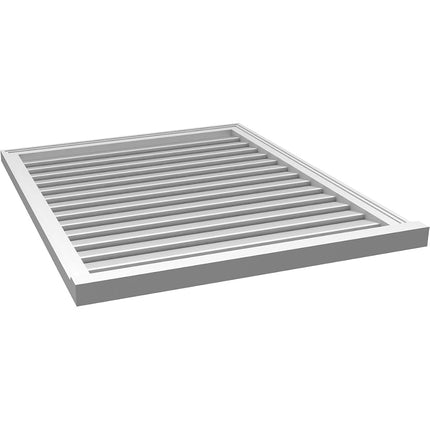 34"W x 42"H Rectangle Surface Mount PVC Gable Vent: Functional, w/ 2"W x 2"P Brickmould Sill Frame