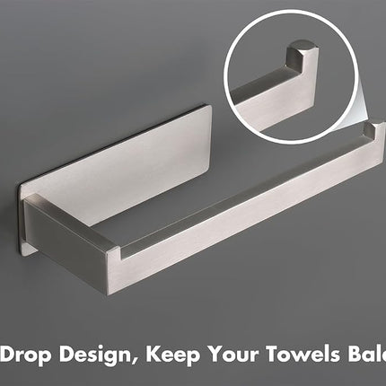 Vanloory Hand Towel Holder, Strong Self Adhesive Hand Towel Ring, Thicken SUS304 Stainless Steel Hand Towel Bar/Rack, No Drilling Modern Hand Towel Hanger (Brushed Nickel, 2 Pack 9 in)