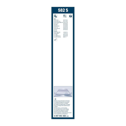 Bosch Twin Spoiler 582 S - Front Windscreen Wipers - Set of 2 Replacement Blades - Comes with Pre-assembled Quick-Clip Adapter - 2 Blades, 550mm/530mm
