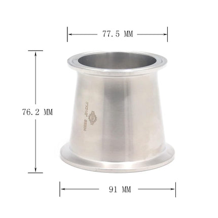 QiiMii Sanitary Fitting Reducer Fitting SS304 Tri Clamp Ferrule Style 3" Tube OD to 2.5" Tube OD (3 INCH X 2.5 INCH)