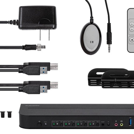 Monoprice Blackbird 4K DisplayPort 1.4 USB 3.0 4x1 KVM Switch, 4K@60Hz, HDR, YCbCr 4:4:4, HDCP 2.2, Share 4 Computers with 1 Keyboard Mouse Monitor Printer Black 142646