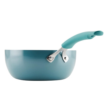 Rachael Ray Cook + Create Nonstick Saucier Pan/Saucepan, 3 Quart, Agave Blue