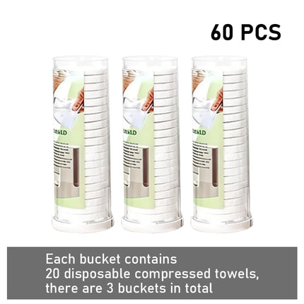 LiveFull Towel Refills for Hot Face Towel Heater Machine, 60 Pcs Disposable Compressed Face Towels for Smart Towel Warmer, 3 Buckets, 20 Pcs Per Bucket