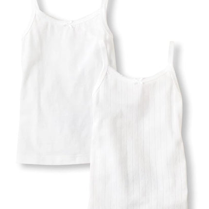 Camiseta de tirantes sin mangas para niñas The Children's Place, blanco, paquete de 2, XXS