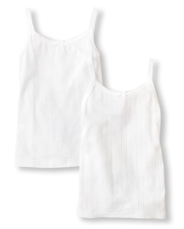 The Children's Place Girls' Sleeveless Cami, White -2 Pack, Small