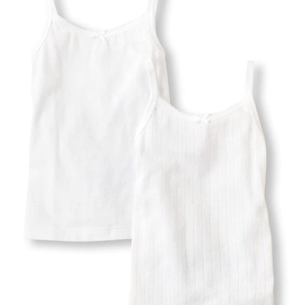 The Children's Place Girls' Sleeveless Cami, White 2-Pack, Medium