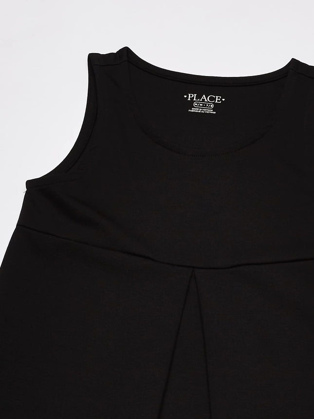 Robe chasuble en maille Ponte uniforme pour filles The Children's Place, noire, 16 ans