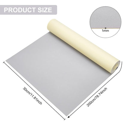 BENECREAT 1mm Thick Self-Adhesive EVA Foam Roll, 78.7x11.8 Inch Foam Padding Sheet for Furniture Protecting, Gap Filling, Costumes, Gaskets, Wall Protector, Light Grey