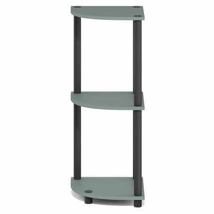Furinno TURN-N-TUBE Corner Shelf, 3-Tier Corner Bookshelf, Display Storage Shelves with Open Shelves, for Organization and Storage, Living Room, Home Office, Garage, Sage Green