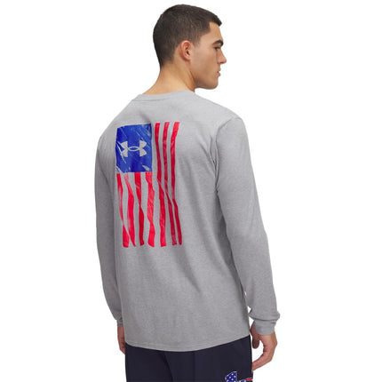 Under Armour Mens Freedom Flag Long Sleeve T Shirt, (035) Steel Light Heather / / Royal, Large