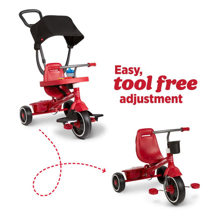 Radio Flyer Pedal & Push 4-in-1 Stroll ' N Trike®, Red Tricycle, for Toddlers Ages 1-5 (Amazon Exclusive), Toddler Bike