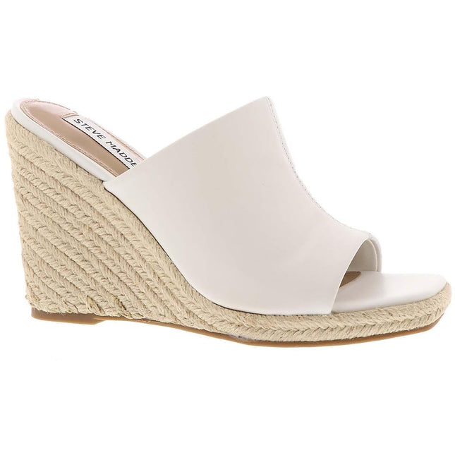 Steve Madden Women's Urge Wedge Sandal, White Leat