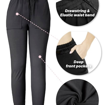 ALWAYS Women Jogger Sweatpants - Premium Soft Stretch Lightweight Drawstrings Pants with Pork Chop Pockets Charcoal XL