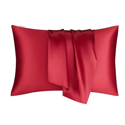 DISANGNI 100% Natural Mulberry Silk Pillow case for Hair and Skin with Hidden Zipper 22 Momme Both Sides Real Silk Pillow Case (2pc Queen Size 20" x30", Red)