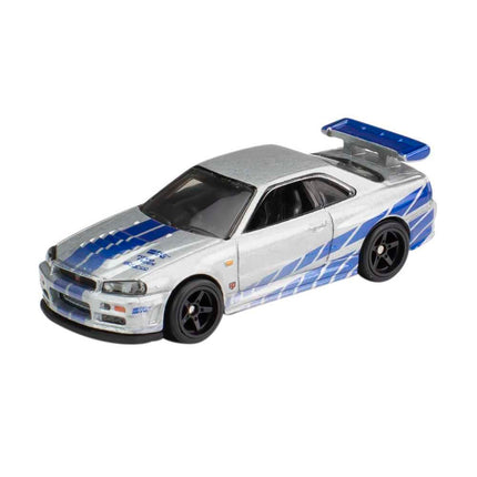 Hot Wheels Fast and Furious Coche a Escala de Metal Nissan Skyline GT-R BNR34 Gris - Escala 1:64 Longitud 8 cm HCP28