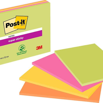 Post-it Super Sticky Meeting Notes, 4 Pads (180 Sh