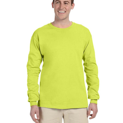 Fruit Of The Loom Adult HD Cotton Long Sleeve Crew T-Shirt, XL, Saftey Green