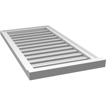 20"W x 38"H Rectangle Surface Mount PVC Gable Vent: Functional, w/ 2"W x 2"P Brickmould Sill Frame