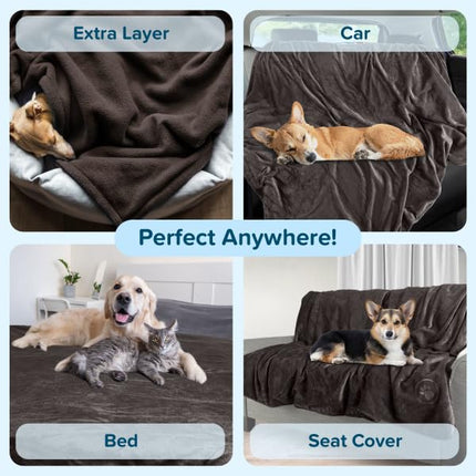Petmaker Waterproof Pet Blanket Collection– Reversible Throw Protects Couch, Car, Bed from Spills, Stains, or Fur – Dog and Cat Blankets Dark Gray Large