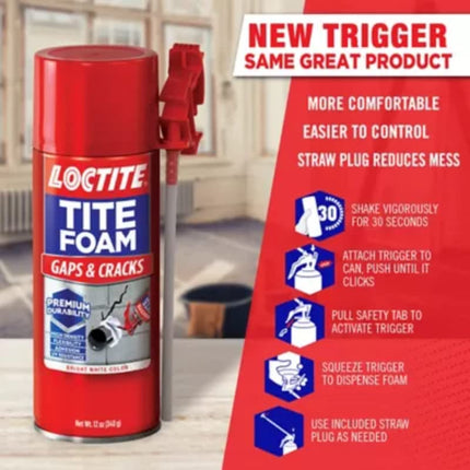 Loctite TITEFOAM Insulating Foam Sealant, Case of Twelve 12 Ounce Cans (1988753-12)