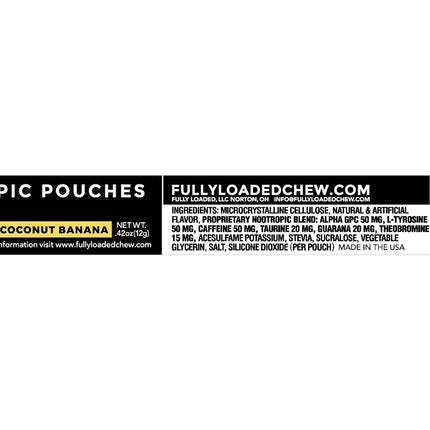 Fully Loaded Alpha Fuel Nootropic Pouches (Coconut Banana Fuel) - Nootropic Energy Pouches with Caffeine, Alpha GPC, Tyrosine, Taurine, Guarana and More