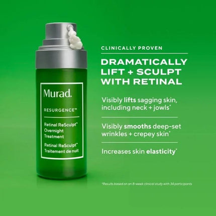 Murad Retinal ReSculpt Overnight Serum - Vitamin A Night Skincare for Fine Lines, Wrinkles, Sagging and Crepey Skin, Face & Neck, 30 mL