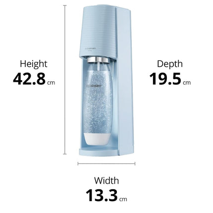 Sodastream - Terra Misty Blue Plastic Sparkling Water Maker with Lime Bubly Drop, Quick Connect CO2, Eco-Friendly Reusable Bottle, Stylish Kitchen Appliance