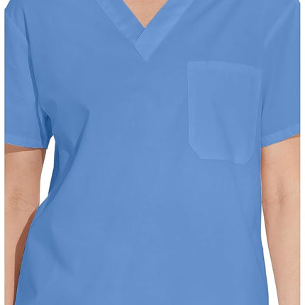 Dickies Men's Big & Tall V-Neck Scrub Double Chest Pocket Top Medical Shirt, Ceil Blue, 4XL