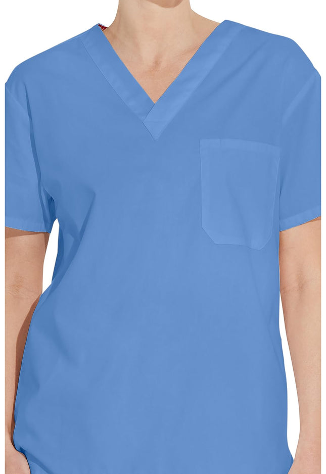 Dickies EDS Signature uniformes sanitarios para hombre, casaca médica con cuello en V multibolsillo en popelina cepillada suave 81906, azul cielo, 3XL grande