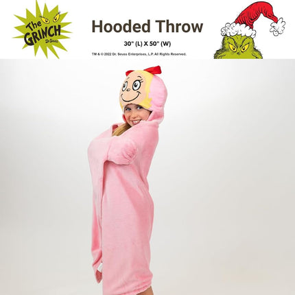 Franco Dr. Seuss The Grinch Cindy Lou Holiday Christmas Kids Bedding Soft Cozy Hooded Throw Blanket, 30 in x 50 in, (Officially Licensed Product)