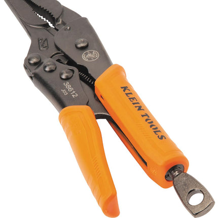 Klein Tools 38612 Long Nose Locking Pliers with Quick Release Handles, Ideal for Tight Spaces, High Torque and Gripping Power, 9-Inch