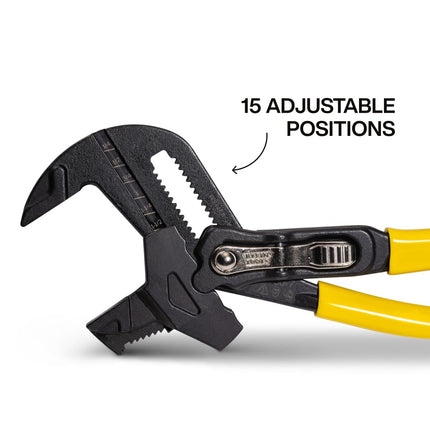 Klein Tools D5307 Plier Wrench, High Leverage Multi-Use Pump Plier with Adjustable and Reversible Double-Sided Jaw, Smooth and Knurled Teeth, 7-Inch